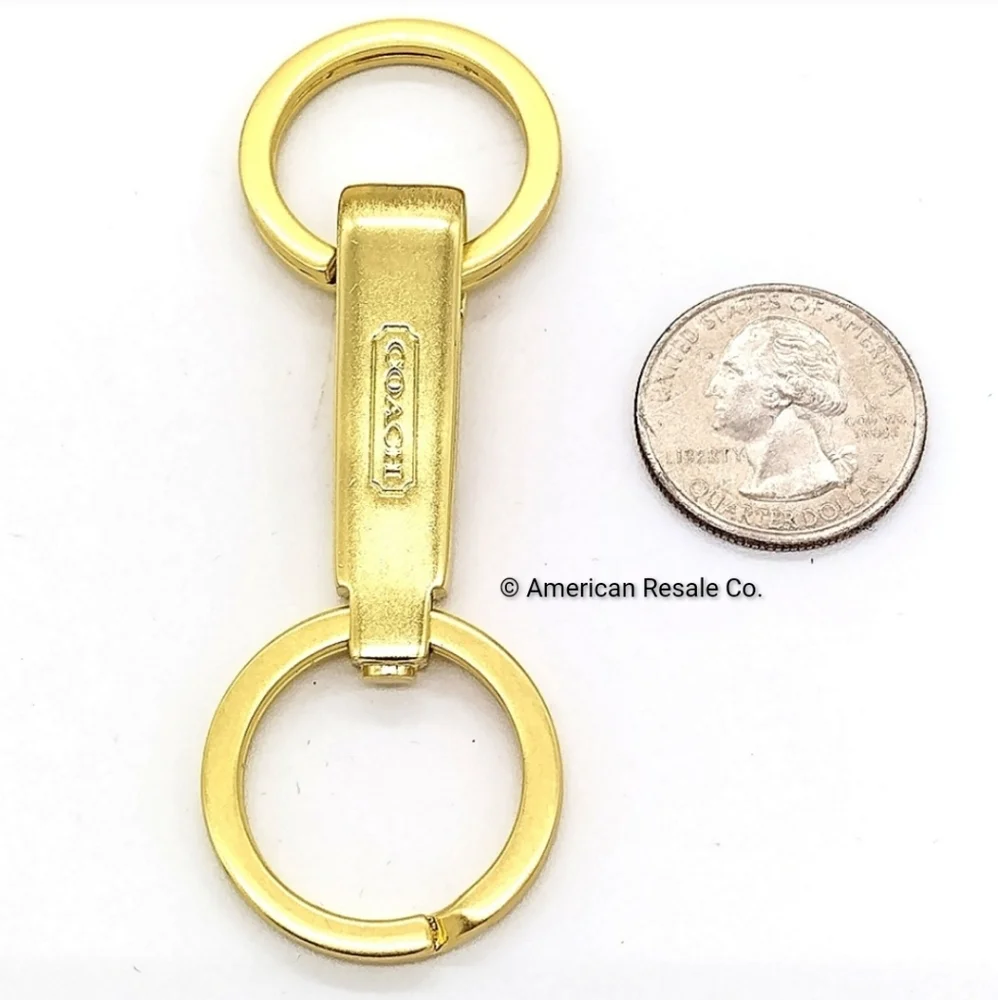 Vintage COACH Dual Fob Keychain Bag Clip Purse Charm-Brass-Trigger Snap